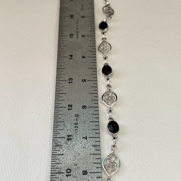 Vintage Van Dell Sterling Silver Filigree Black onyx Bracelet. 8” - Picture 5 of 5
